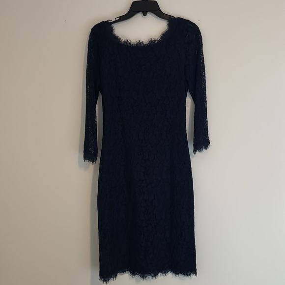 Diane Von Furstenberg Navy Sarita Dress Lace Dress Size 10 - Picture 2 of 4